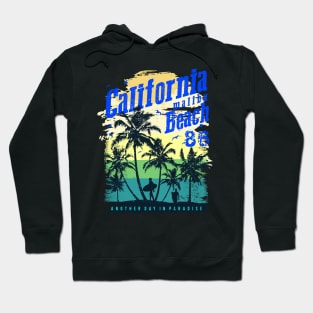 California malibu beach 86, California Surfing beach Vacation  Palm Trees Tropical Hoodie